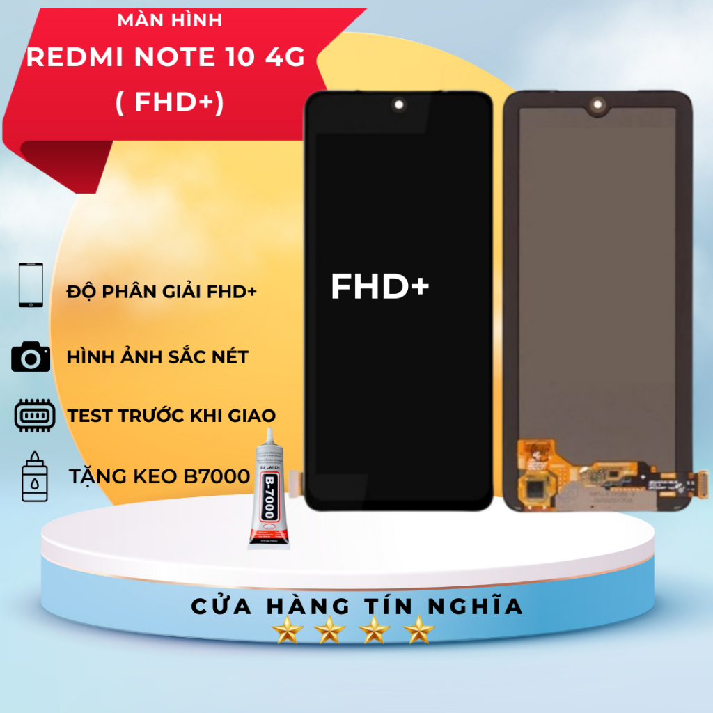 MÀN HÌNH XIAOMI REDMI NOTE 10 4G / NOTE 10s 4G (OLED) - ĐEN TẶNG KEO DÁN B7000