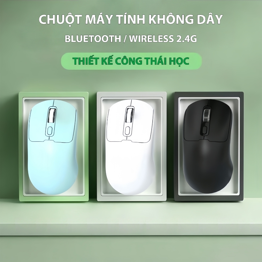 Chuột Máy Tính Không Dây 2 Mode Kết Nối Bluetooth và Wireless 2.4G, Chuột Gaming Công Thái Học 3 Mức Điều Chỉnh | BigBuy360 - bigbuy360.vn