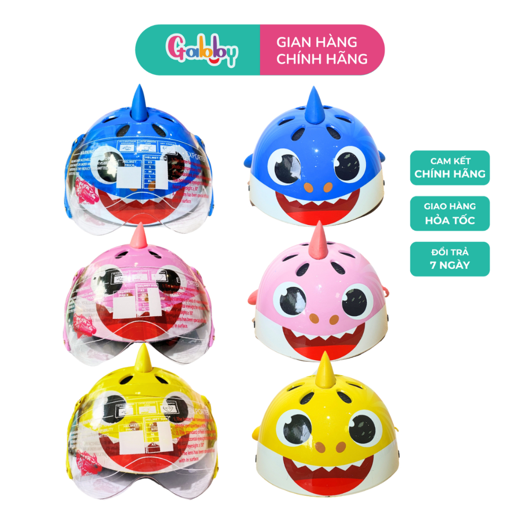 Gabby Mũ Nón Bảo Hiểm Trẻ Em Hình Cá Mập Có Kính/Không Kính Siêu Thoáng Nhẹ Cho Bé