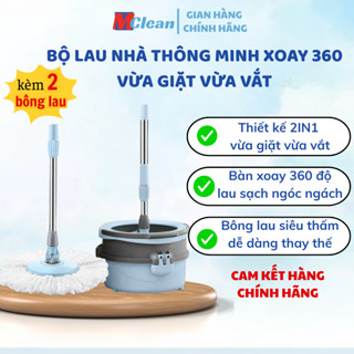 Cây Lau Nhà Tự Vắt Thông Minh MINMOP M20 Xoay 360 Độ, Thiết Kế 2 Trong 1 Lau Sạch Ngóc Ngách