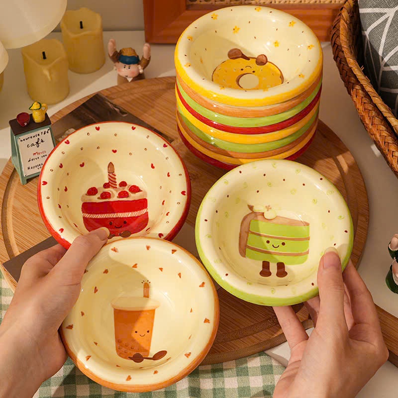 Bộ chén sứ, đĩa, ly , thố ,tô úp mì sử dụng gia đình họa tiết Trà Sữa - Gốm sứ SH