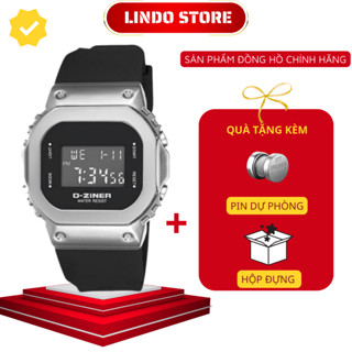 Đồng Hồ Điện Tử Nam Thể Thao D-ZINER DZ8300 Mặt Vuông Viền Thép Không Gỉ Dây Cao Su C