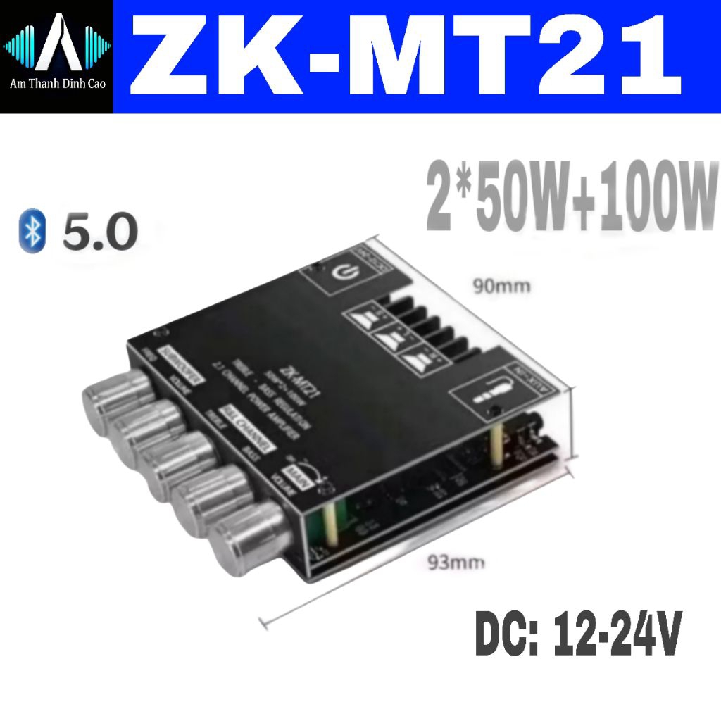 𝗭𝗞-𝗠𝗧𝟮𝟭 Mạch khuếch đại âm thanh 2.1 Bluetooth MT21 DIY