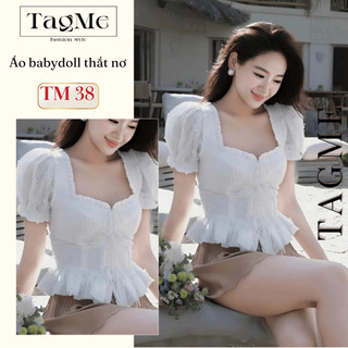  Áo Babydoll Cổ Vuông Chất Ren Thêu Hoa Tay Bèo Áo Kiểu Nữ Tôn Dáng Dễ Thương TM38 | Tagme's 