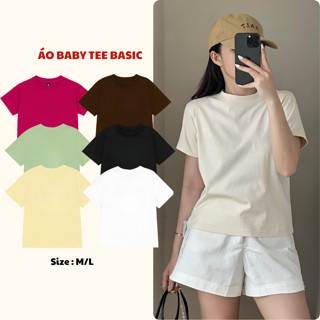 Áo baby tee trơn basic cổ tròn nhiều màu TiQi Jeans chất cotton co giãn 2 chiều AB-01