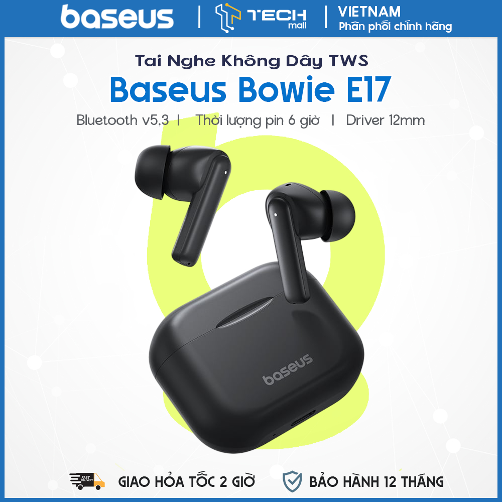 Tai Nghe Không Dây Baseus Bowie E17 (Bluetooth v5.3, TWS, 25H)