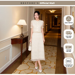 BBSTORE'S Set Dự Tiệc Áo Crop Chân Váy Dài Chất Ren Cotton - K4203T