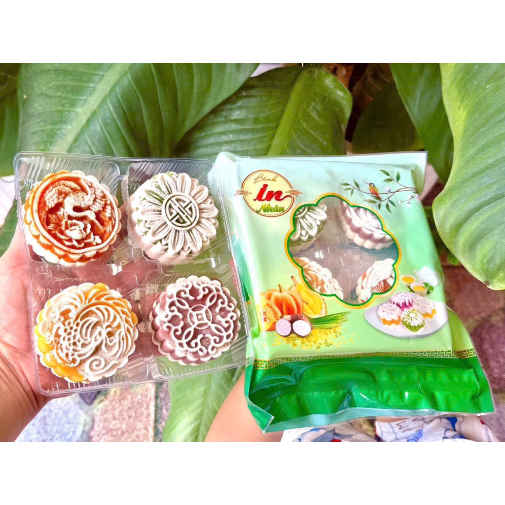 BÁNH IN HOA CỐT DỪA MIX 4 vị (Chay Mặn đều dùng được, Hộp 4 bánh)