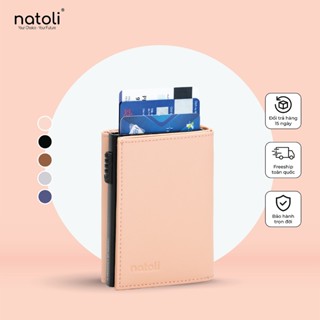 Ví nữ mini đựng thẻ gập 3 thông minh thương hiệu Natoli ngăn đẩy thẻ nhỏ gọn cao cấp - Futuristic Mini Wallet V8