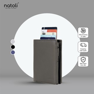 Ví nam thông minh gập đôi Thương hiệu Natoli dáng đứng đựng thẻ cao cấp BST Ryder Wallet V9