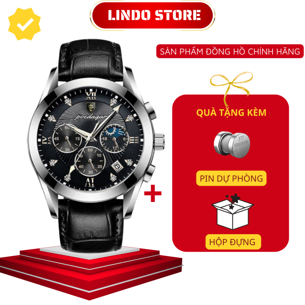 Đồng Hồ Nam Chống Nước Tốt Với Mặt Kính Cong Nổi Bật Có Nhiều Màu Để Lựa Chọn POEDAGAR P820 | BigBuy360 - bigbuy360.vn