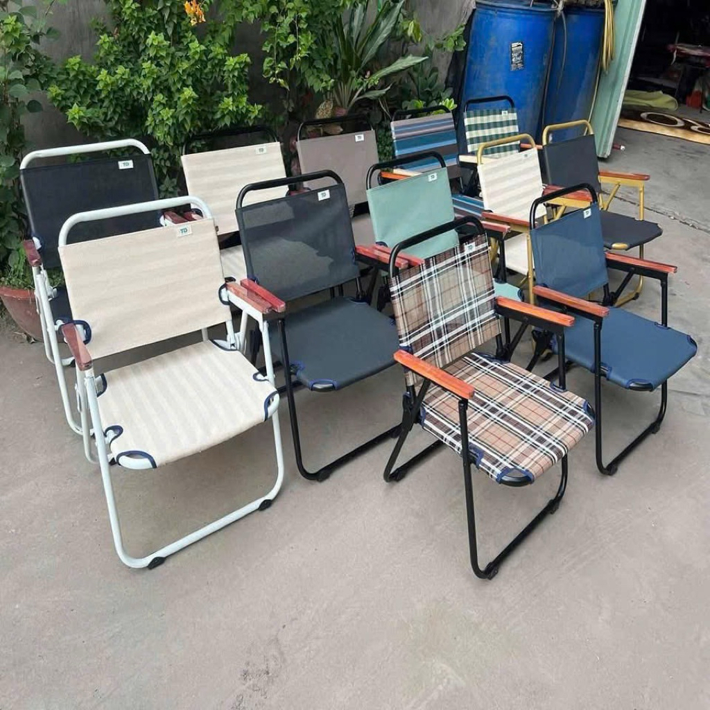 ghế xếp cafe camping , ghế xếp cafe tay gỗ , ghế cafe camping hot trend