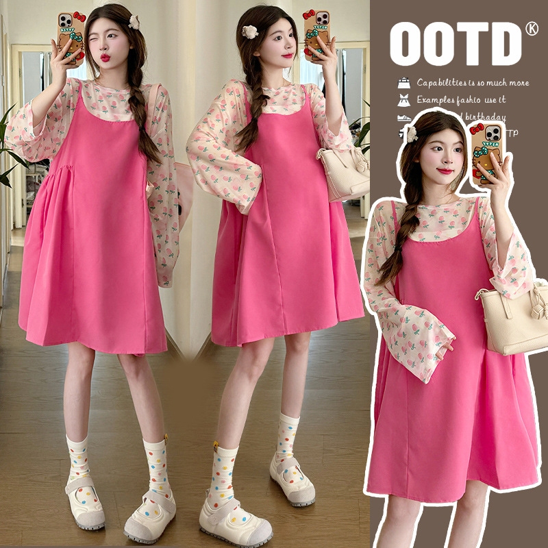 Young Mom | Yếm bầu tiểu thư Y543 màu Hồng xinh xắn, kiểu dáng trẻ trung hàng nhập Quảng Châu