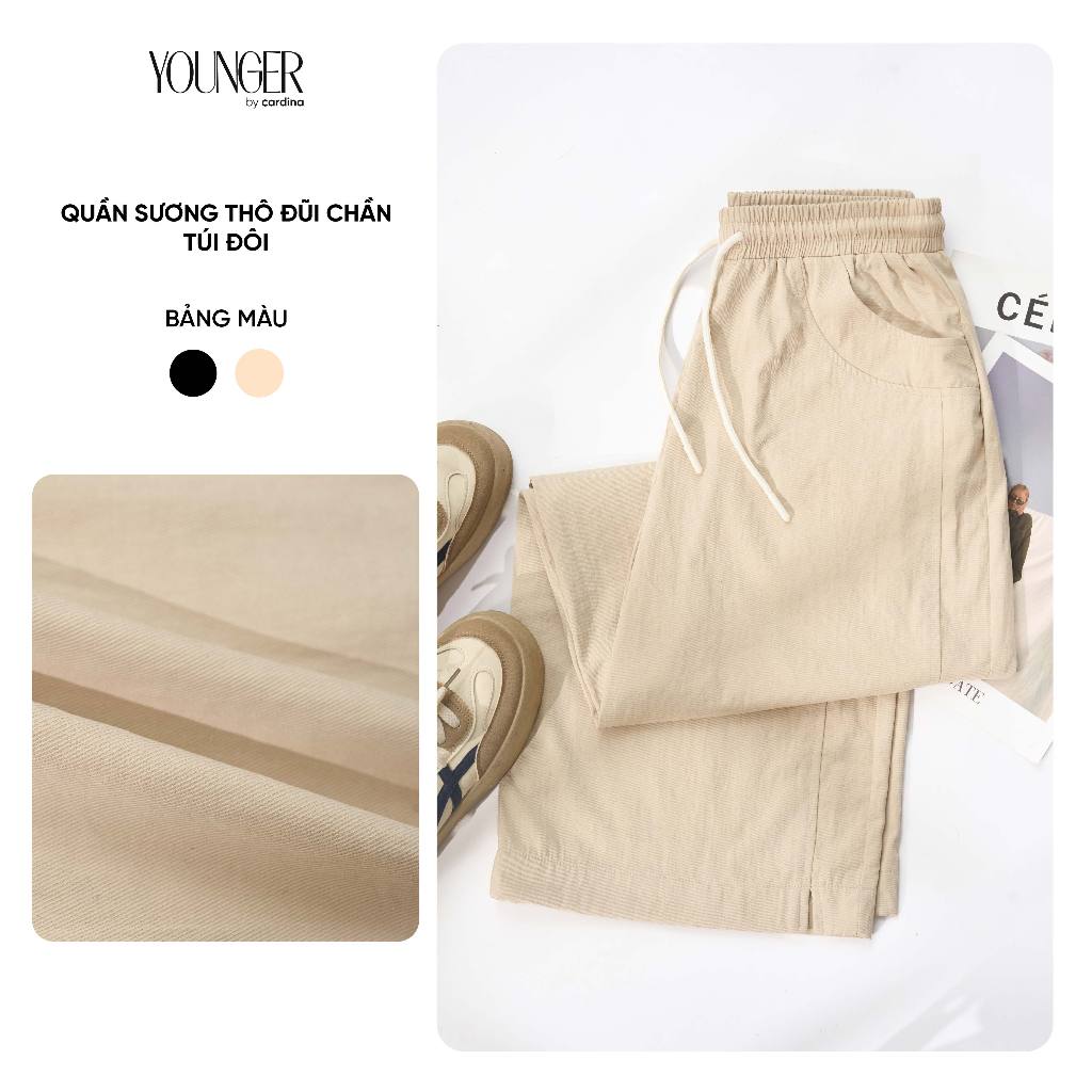 Quần dài nữ YOUNGER BY CARDINA chất đũi thô cạp chun co giãn 5YQDT17