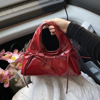  Túi xách nữ da PU bóng đeo vai đeo chéo Hàn Quốc dáng tròn kèm nơ xinh – đi học đi làm Báo Store - TXN142 