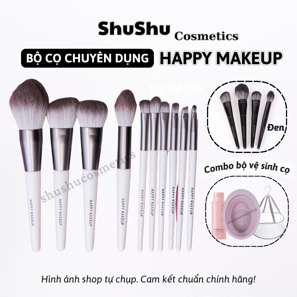 [ĐỘC QUYỀN] Bộ Cọ Trang Điểm 10 Cây Happy Makeup Chuyên Makeup Cá Nhân Lông Siêu Mềm SHUSHU COSMETICS