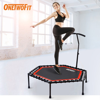 OneTwoFit Trampoline Tấm bạt lò xo Có tay cầm Thiết bị thể thao thể dục 136cm điều chỉnh chiều cao 