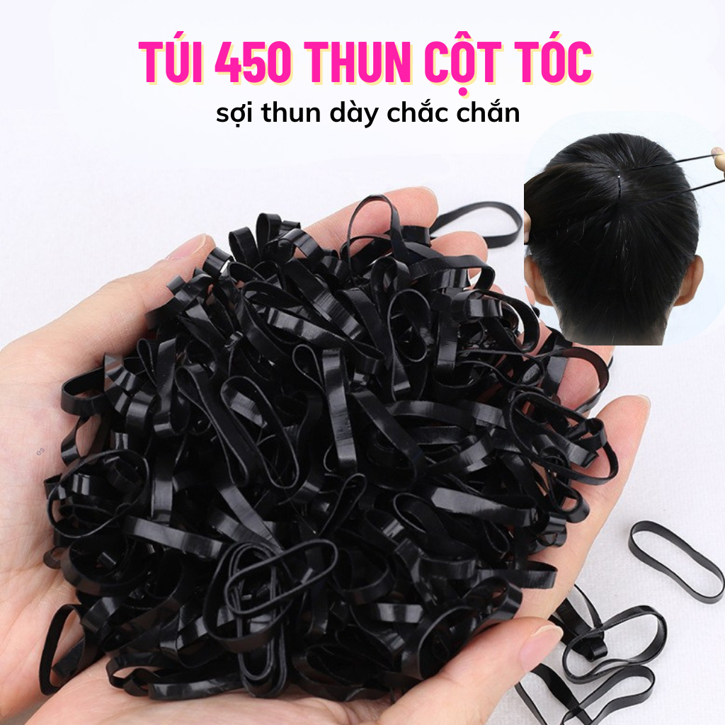 Túi 450 Dây Thun Cột Tóc Đen Loại Dày Và Dai