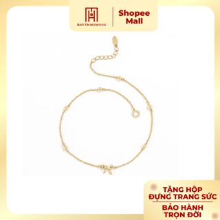  Lắc chân vàng 10K Bảo Tín Mạnh Hải phối 3 màu vàng hồng trắng thiết kế mặt nơ PYLCV10KD0-508001 