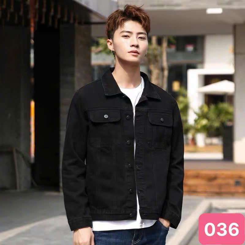 Áo khoác jean nam đen không rách chất bò cao cấp co dãn 4 chiều, áo khoác rin nam đẹp form suông HAV