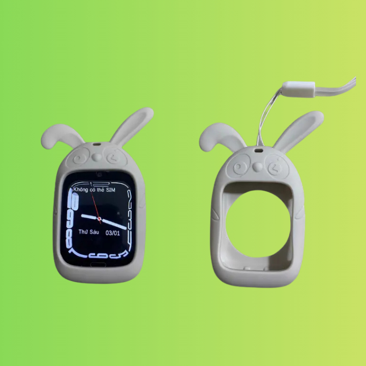 [QUÀ TẶNG] - Ốp vỏ cho đồng hồ thông minh lắp sim Q22, P60, P68... Ốp silicone tai thỏ bảo vệ đồng h
