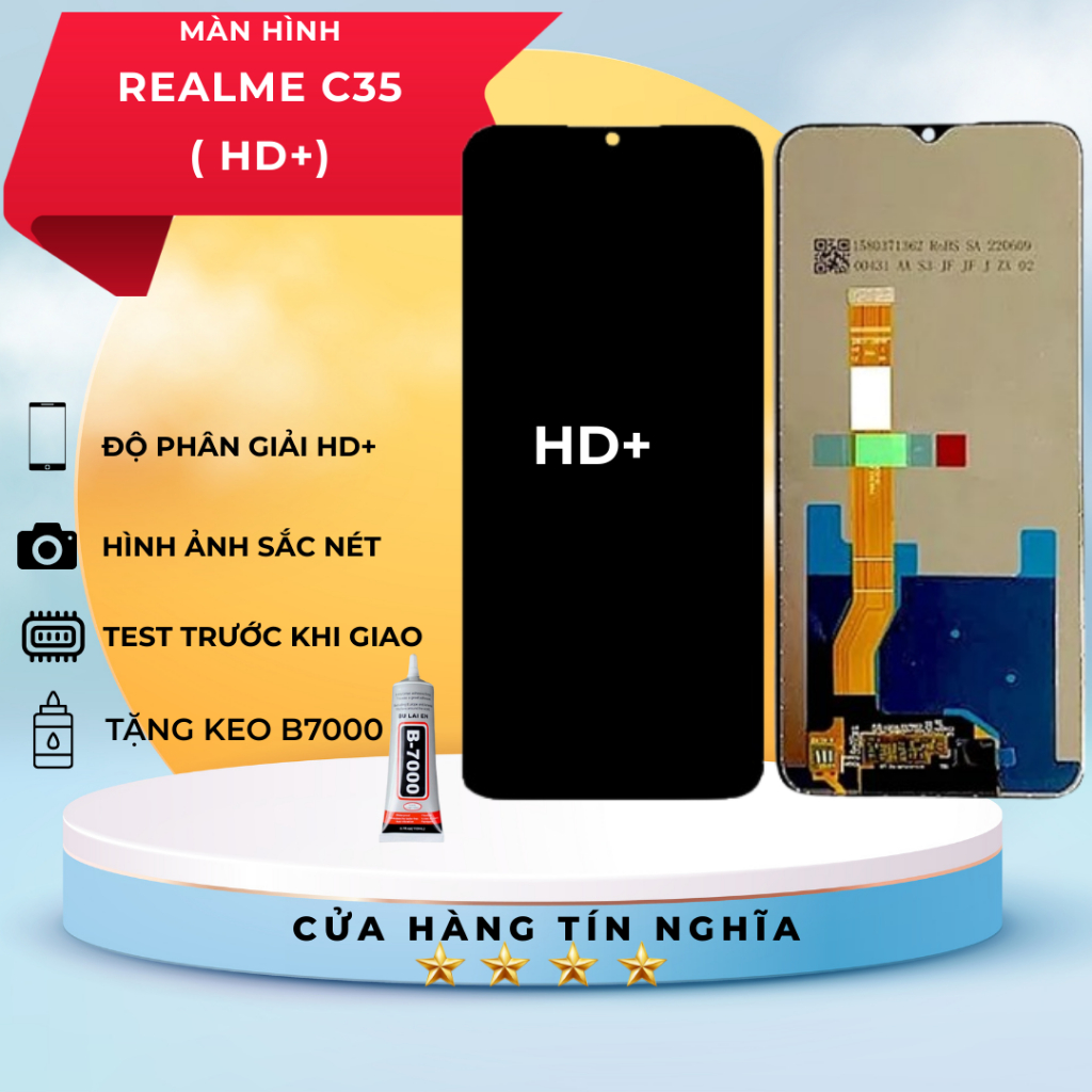 MÀN HÌNH OPPO REALME C35 (ZIN) - ĐEN TẶNG KEO DÁN B7000
