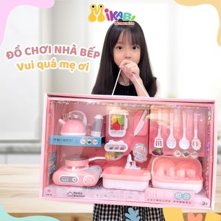  Bộ Đồ Chơi Nấu Ăn Nhà Bếp Màu Hồng Nhựa ABS Cao Cấp Đầy Đủ Chi Tiết Hộp Đựng Sịn Sò - Đồ Chơi Trẻ Em MIKABI 