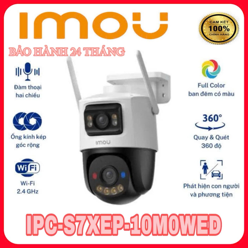 Camera Wifi ngoài trời 10MP/6MP iMOU IPC-S7XEP-10M0WED/ IPC-S7XEP-6M0WED [2 ống kính, quay quét]