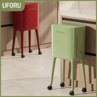 [MÀU MỚI] - Thùng rác chân dài UFORU thể tích 16L có bánh xe thiết kế 2 lớp có lõi chất liệu nhựa ABS cao cấp - UF746