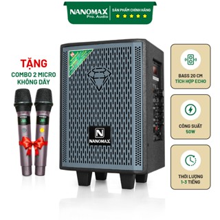 Loa Kéo Mini Nanomax S-100 Karaoke Bluetooth Bass 20cm Công Suất 50W Có Đọc USB Thẻ Nhớ