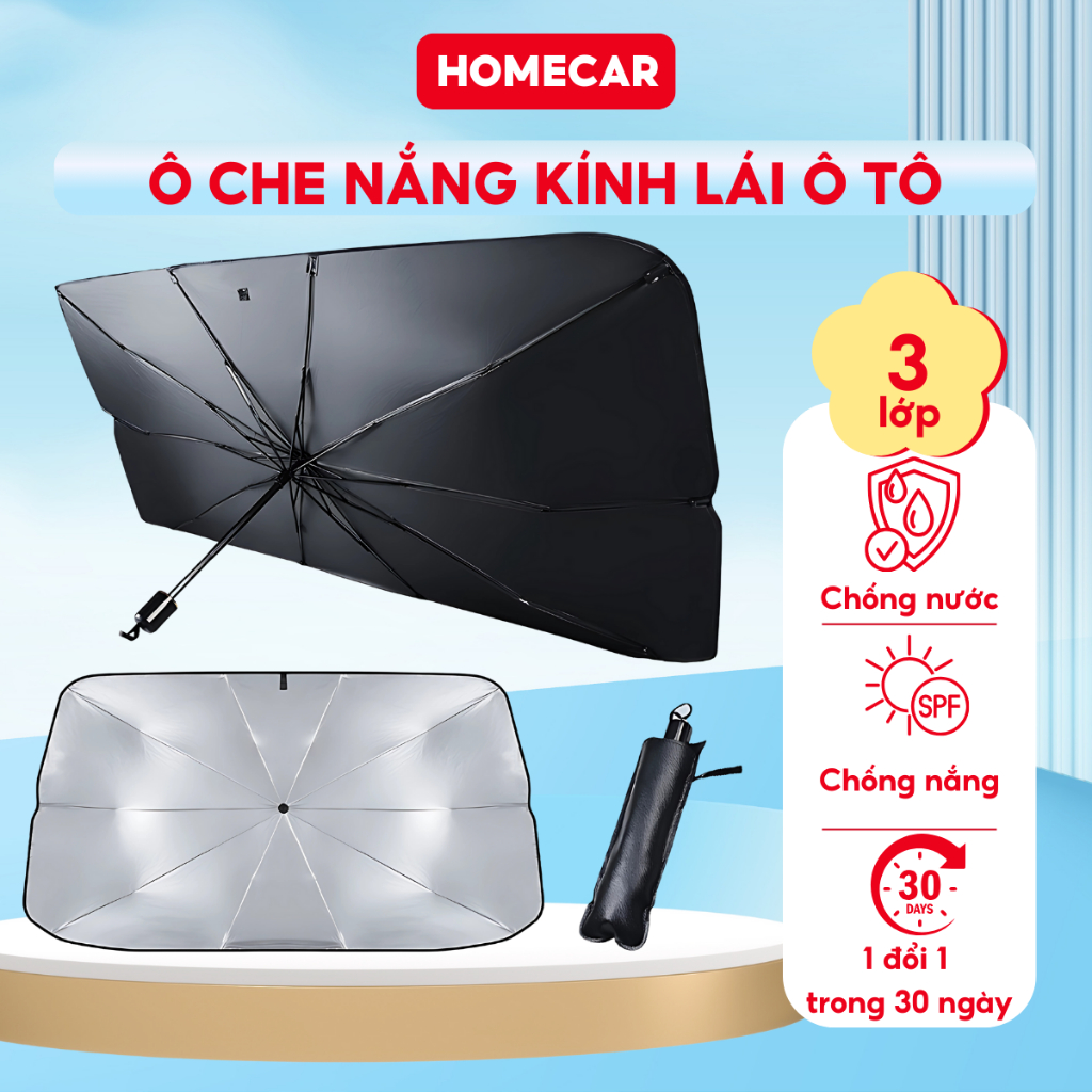 Ô Che Kính Lái Ô Tô Chống Nóng Chống Tia UV Bạt Che Nắng Kính Lái Ô Tô Gấp Gọn Tiện Lợi