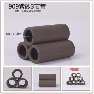 Ống gốm 3 lỗ hình cống - Hang gốm trú ẩn cho tép cảnh, đồ trang trí bể cá