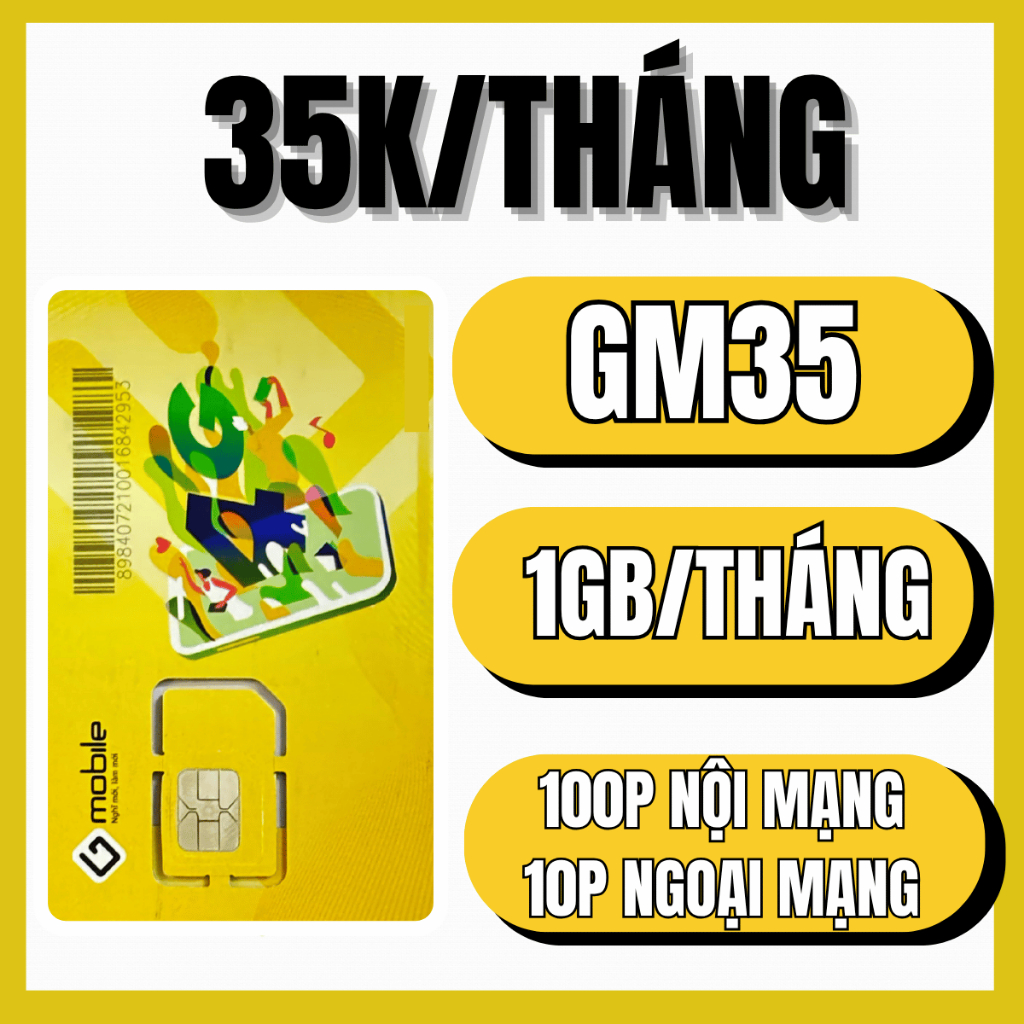 Sim GMobile Giá Rẻ Miễn Phí Tháng Đầu Nghe Gọi Tẹt Ga - Phí Gia hạn Cực rẻ CHỉ 35K/Tháng