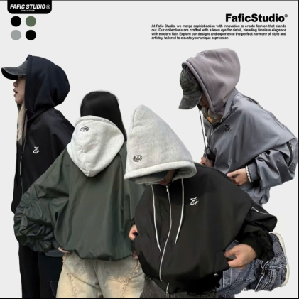 Áo Bomber dù NÓN Zipper Jacket HAT Signature hình thêu 3D tay nhúm form Boxy FAFIC Lót 2 lớp