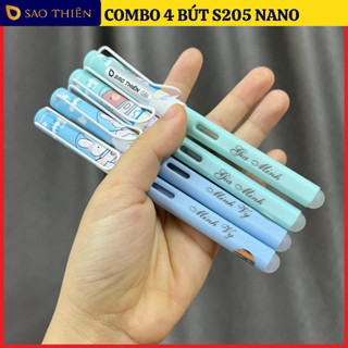  Combo 4 bút Sao Thiên S205 Nano Tặng 1 Hộp Mực Tẩy Xóa 10 ống 