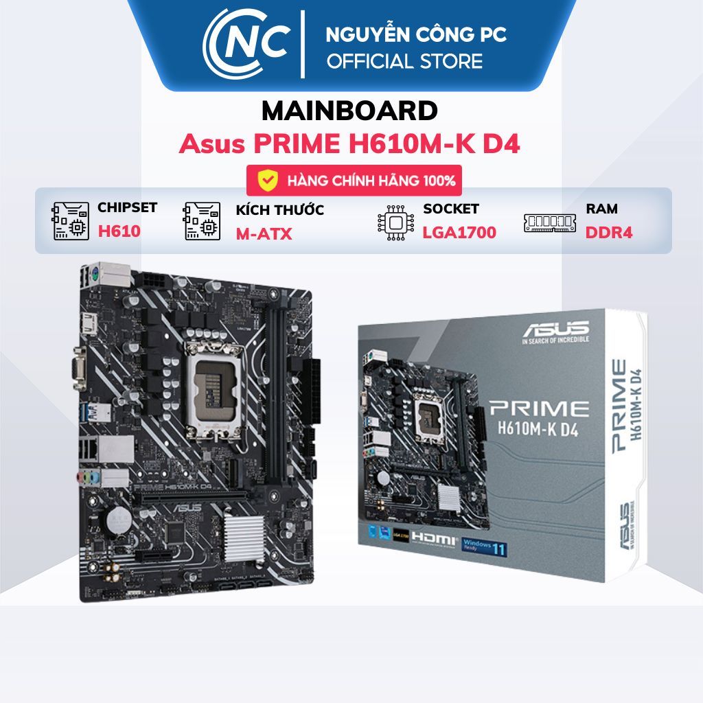 Mainboard Asus PRIME H610M-K D4 - Bảo hành 36 tháng