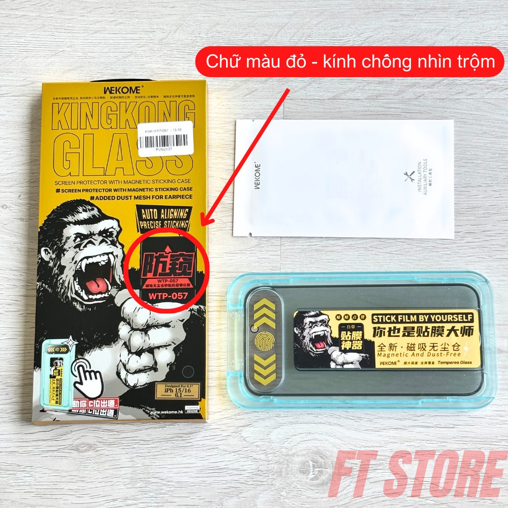 Kính Cường lực WEKOME KINGKONG WTP-057 khung tự dán, full màn chống bụi màn loa, siêu cứng, chống nhìn trộm - CHÍNH HÃNG | BigBuy360 - bigbuy360.vn