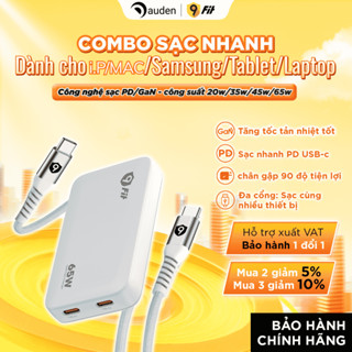 Củ Sạc 9FIT Slim PD 2C GaN sạc điện thoại/laptop/máy tính bảng, sạc nhanh 45W/65W  - Hàng chính hãng