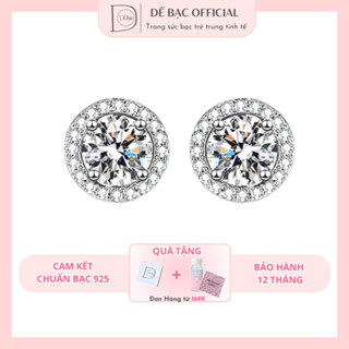 Khuyên Tai Bạc Tròn Nữ DẾ BẠC 925 Kiểu Dáng Cupcake Đính Đá Lấp Lánh Sang Trọng Tiểu Thư K2122