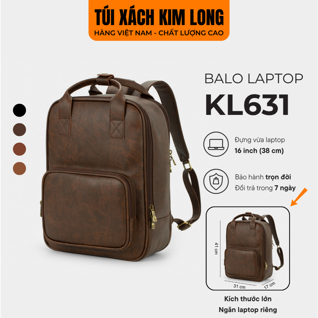 Balo Da Laptop 15.6 Inch Chất Liệu Sang Trọng Thời Trang Kim Long KL631