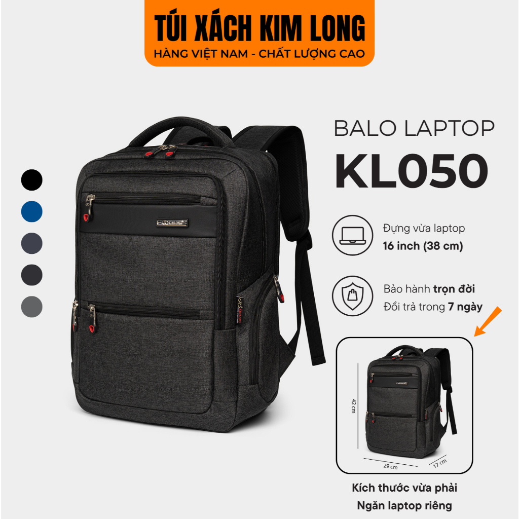 Balo Laptop 15.6 Inch, Balo Văn Phòng, Balo Chống Nước Kim Long KL050