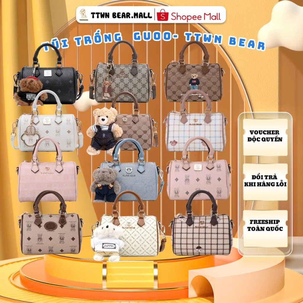 Túi đeo chéo GUOO-TTWN BEAR họa tiết gấu size 17cm