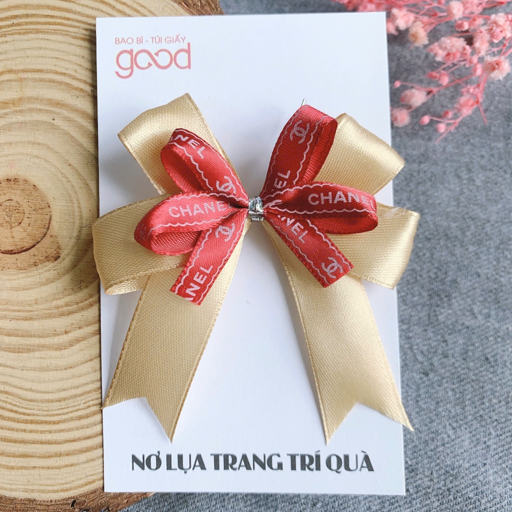 Combo 10 Nơ Ruy Băng Lụa 2 Lớp – Thắt Sẵn, Trang Trí Hộp Quà, Giỏ Quà, Phong Cách Hàn Quốc Hiện Đại 