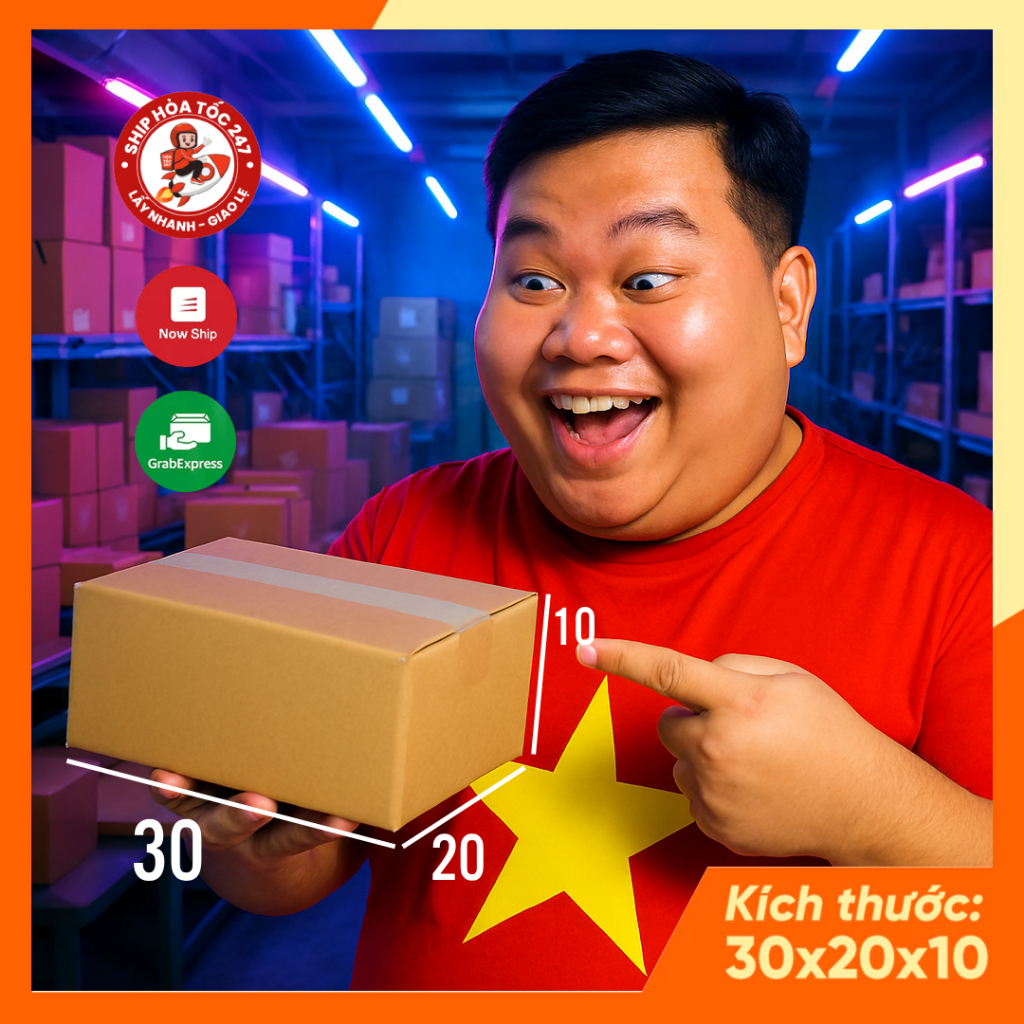 Hộp Carton 30x20x10 TVVN Box, Hộp Carton Đóng Hàng Cao Cấp (100 Hộp).