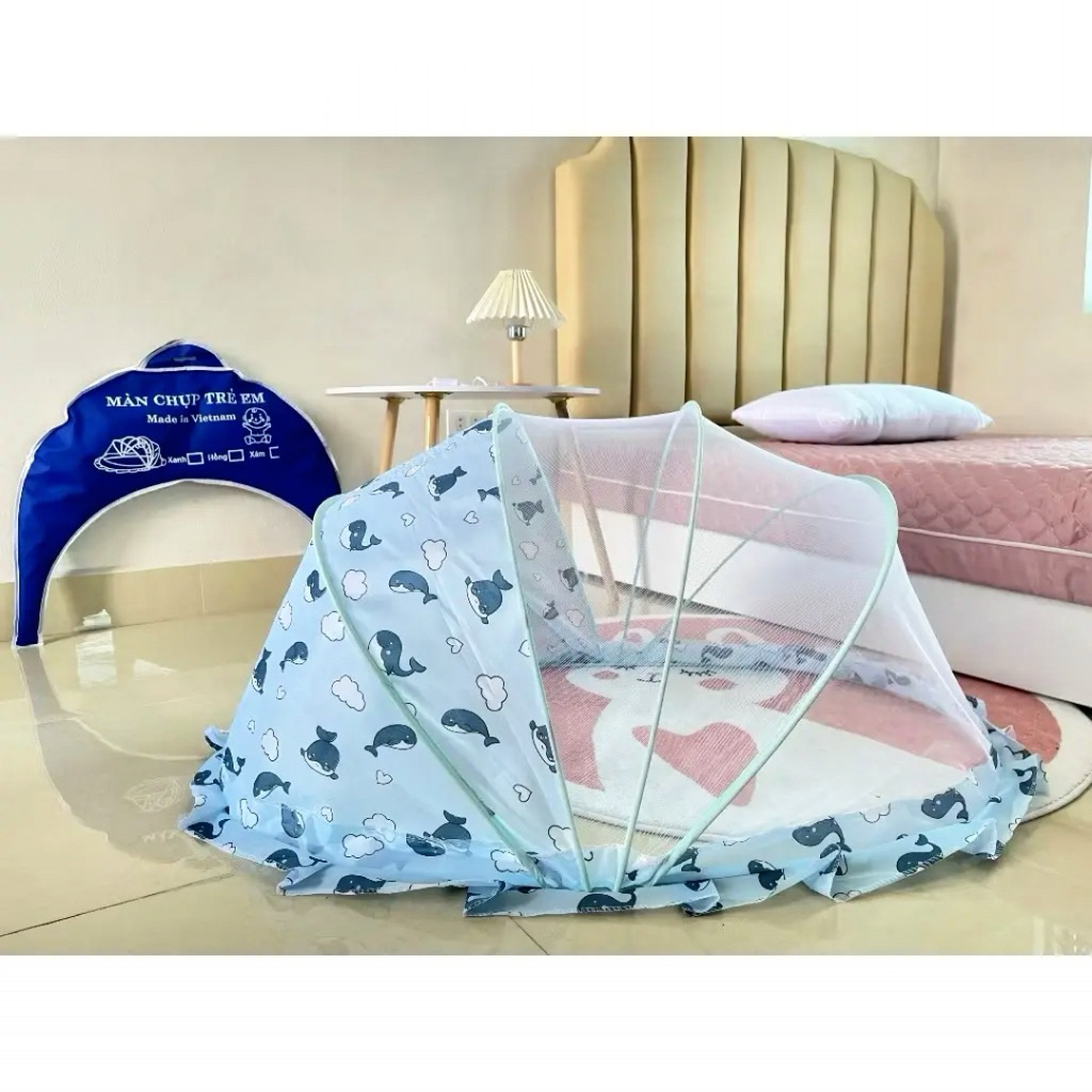 Màn chụp cho bé gấp gọn, mùng chụp cho bé chống muỗi, dùng cho giường và nôi cũi