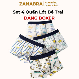 Combo 4 Quần Sịp Đùi Quần Lót Bé Trai Cotton Cao Cấp - Quần Chip Đùi Bé Trai Co Giãn ZANABRA L1035