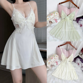SP126 Váy ngủ hai dây phối ren quyến rũ Đầm mặc nhà sexy cao cấp hàng Quảng Châu