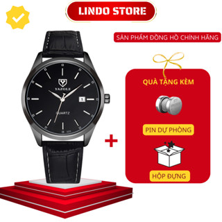 Đồng hồ nam dây da chính hãng cao cấp YAZOLE Y308 có lịch ngày kèm hộp đẹp 40mm