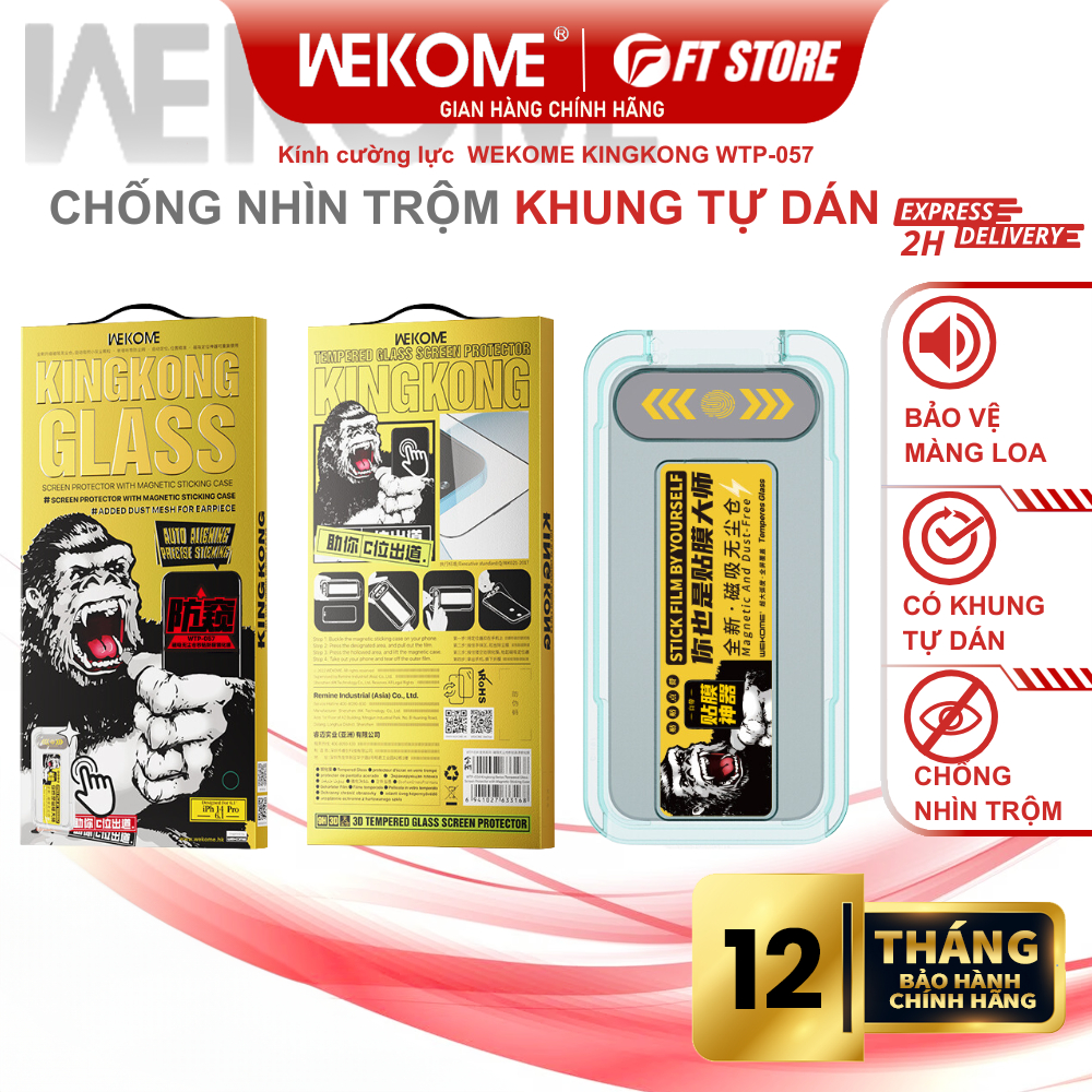 Kính Cường lực WEKOME KINGKONG WTP-057 khung tự dán, full màn chống bụi màn loa, siêu cứng, chống nhìn trộm - CHÍNH HÃNG | BigBuy360 - bigbuy360.vn