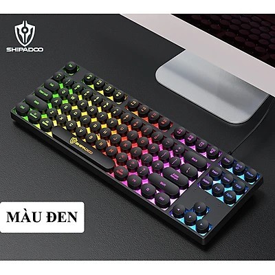Bàn phím giả cơ SHIPADOO K87 Nút tròn đèn led 7 màu cực đẹp (màu đen)